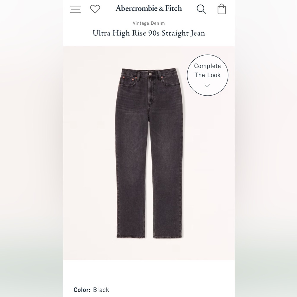 Abercrombie The 90s Straight Ultra High Rise Jeans in Black size 27/4s